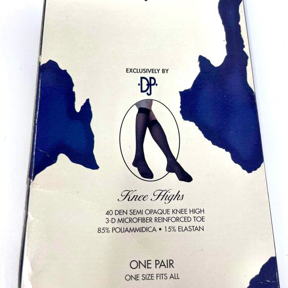 90s DONALD J PLINER Vintage Blue Knee High Semi Opaque Socks - Picture 7 of 9